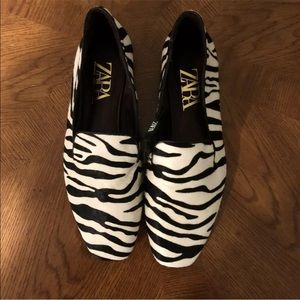 Zara mules zebra faux fur New
